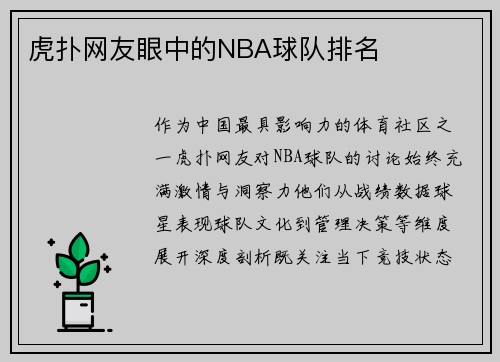 虎扑网友眼中的NBA球队排名